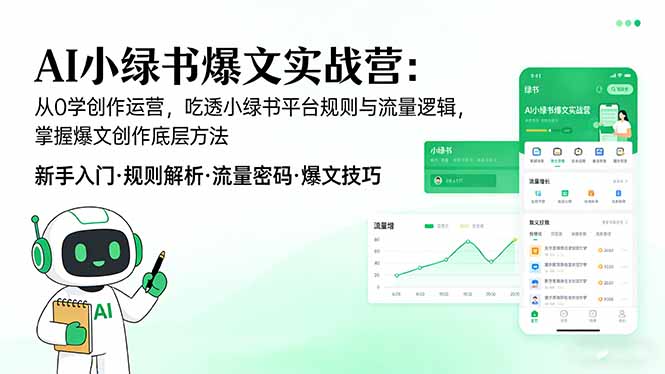 AI 小绿书爆文实战营：从0学创作运营，吃透小绿书平台规则与流量逻辑，掌握爆文创作底层方法-智富思维学堂