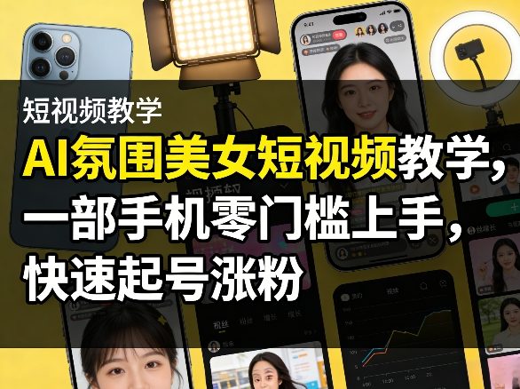 AI氛围美女短视频教学,一部手机零门槛上手,快速起号涨粉-智富思维学堂