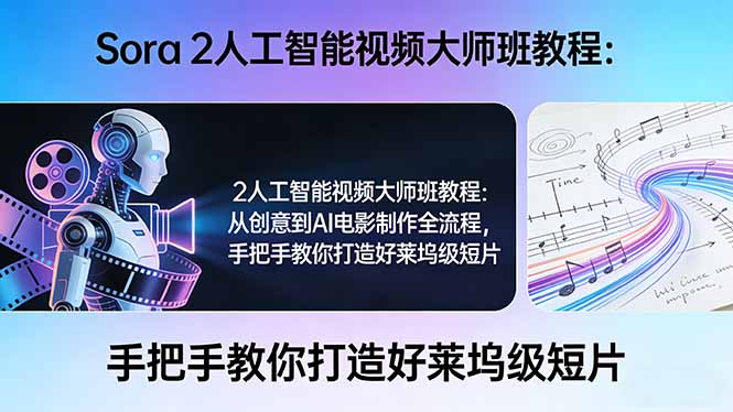 Sora 2人工智能视频大师班教程：从创意到AI电影制作全流程，手把手教你打造好莱坞级短片-智富思维学堂