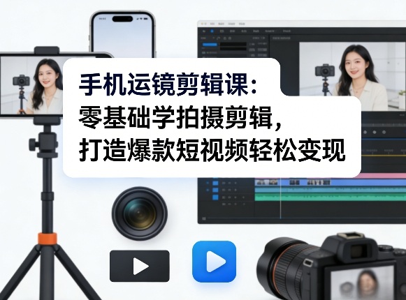 手机运镜剪辑课:零基础学拍摄剪辑,打造爆款短视频轻松变现-智富思维学堂