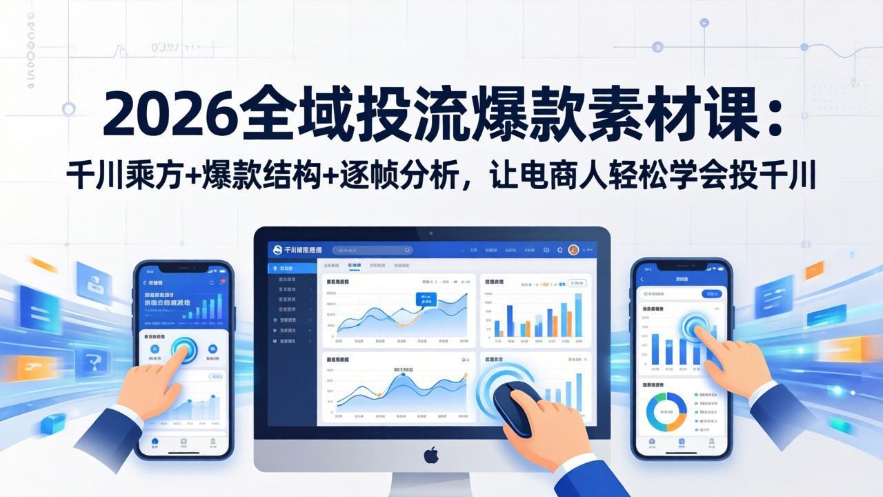 2026全域投流爆款素材课：千川乘方+爆款结构+逐帧分析，让电商人轻松学会投千川-智富思维学堂