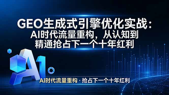 GEO 生成式引擎优化实战：AI时代流量重构，从认知到精通抢占下一个十年红利-智富思维学堂