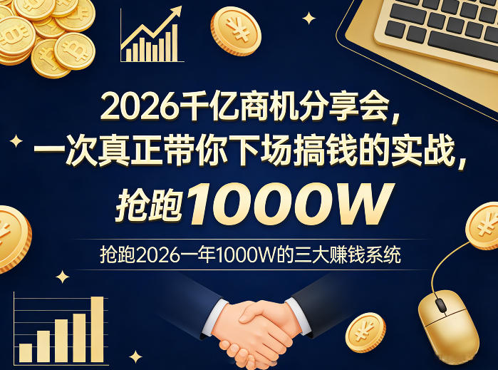 2026千亿商机分享会，一次真正带你下场搞钱的实战，抢跑2026一年1000W的三大賺钱系统-智富思维学堂