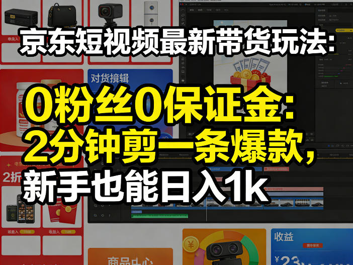京东短视频最新带货玩法,0粉丝0保证金,2分钟剪一条爆款,新手也能日入1k+【揭秘】-智富思维学堂