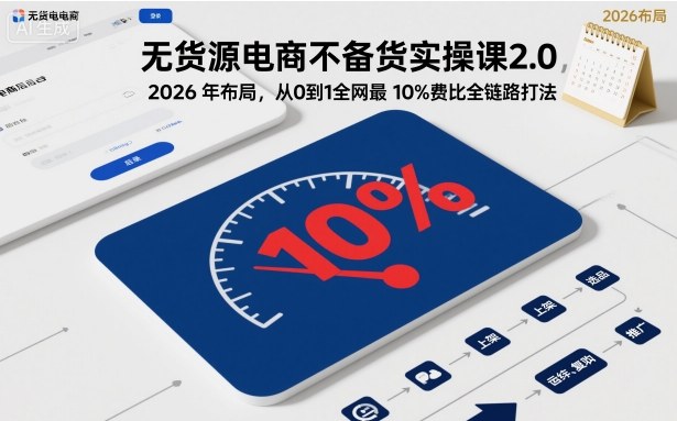 无货源电商不备货实操课2.0,2026年布局,从0到1全网最低10%费比全链路打法【更新26年3月】-智富思维学堂