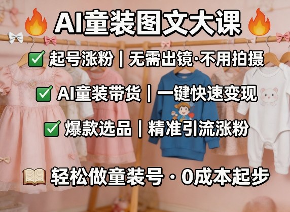AI童装图文剪辑，某社群童装图文大课，起号涨粉、AI童装带货、爆款选品，无需出镜和拍摄-智富思维学堂