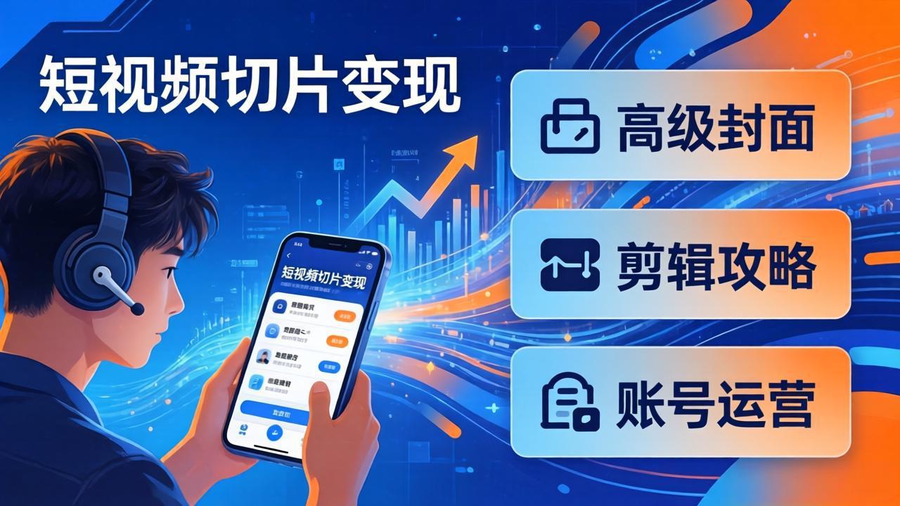 短视频切片变现速成班2.0:高级封面+剪辑攻略+账号运营,0基础小白快速入局副业-智富思维学堂