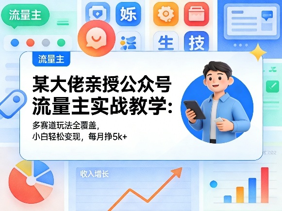 某大佬亲授公众号流量主实战教学：多赛道玩法全覆盖，小白轻松变现，每月多挣5k+-智富思维学堂