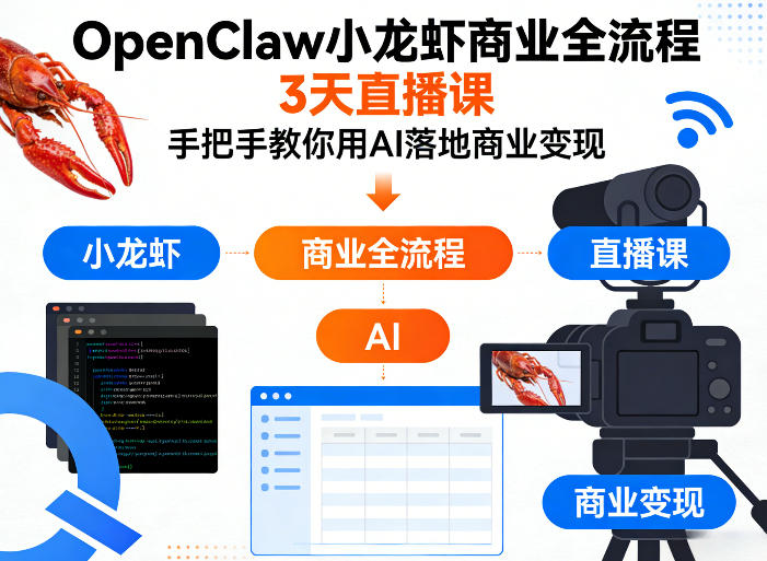 OpenClaw小龙虾商业全流程3天直播课，手把手教你用AI落地商业变现-智富思维学堂