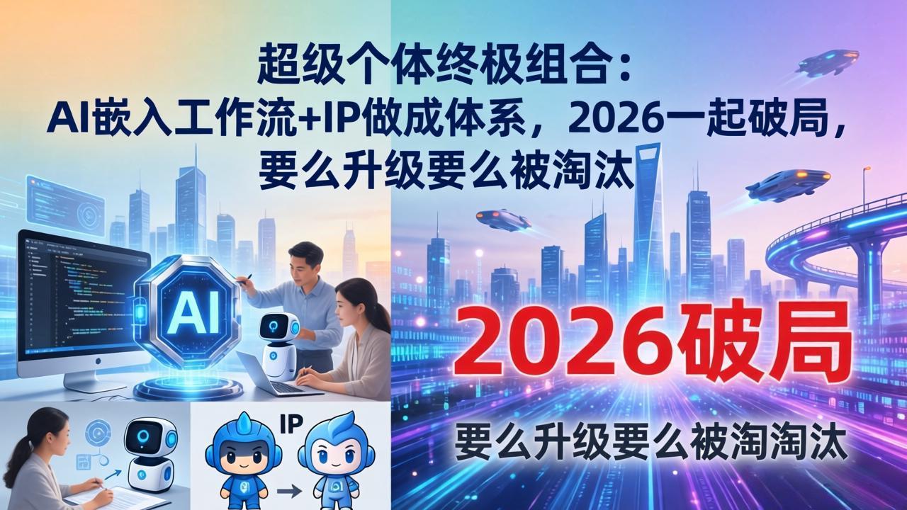 超级个体终极组合：AI嵌入工作流+IP做成体系，2026一起破局，要么升级要么被淘汰-智富思维学堂