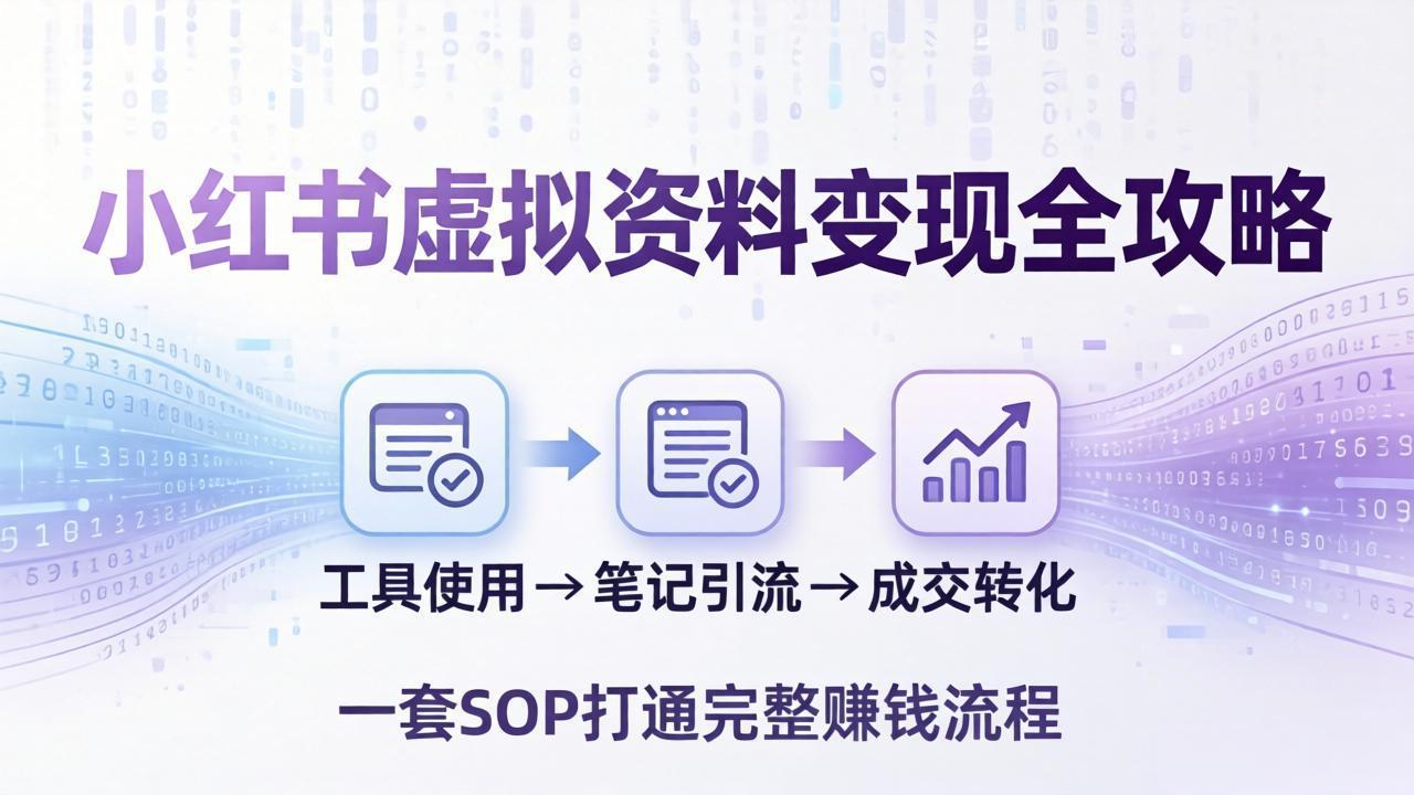 小红书虚拟资料变现全攻略：从工具使用到笔记引流成交，一套 SOP 打通完整赚钱流程-智富思维学堂
