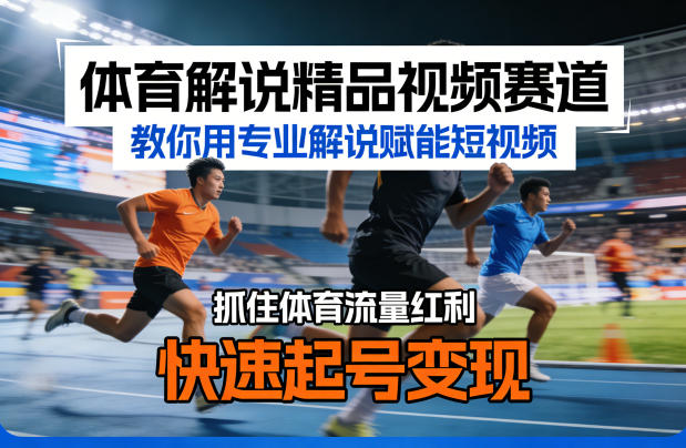 体育解说精品视频赛道，教你用专业解说赋能短视频，抓住体育流量红利，快速起号变现-智富思维学堂