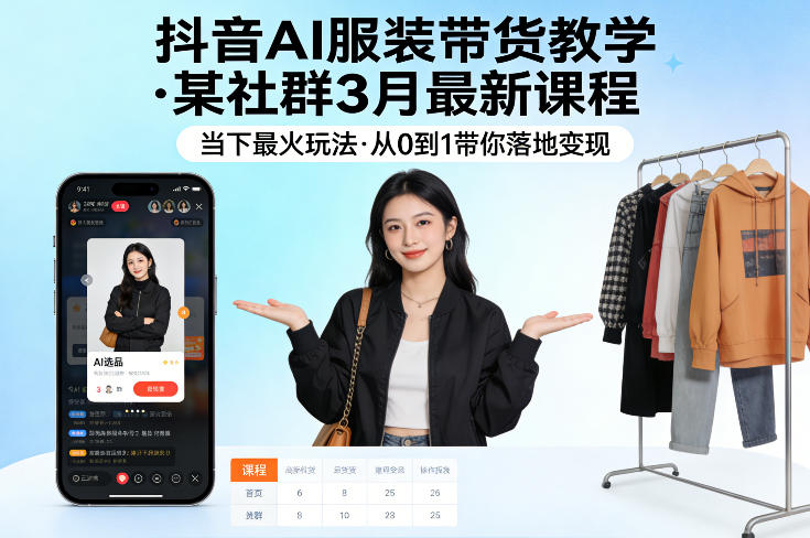 抖音AI服装带货教学,某社群3月最新课程,当下最火玩法,从0到1带你落地变现-智富思维学堂
