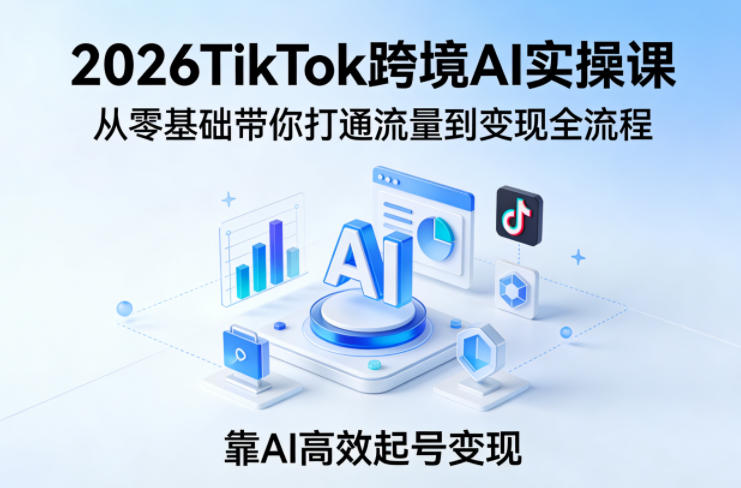 2026TikTok跨境AI实操课，从零基础带你打通流量到变现全流程，靠AI高效起号变现-智富思维学堂