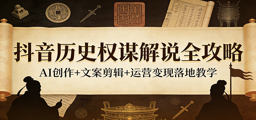 抖音历史权谋解说全攻略:AI创作+文案剪辑+运营变现落地教学-智富思维学堂