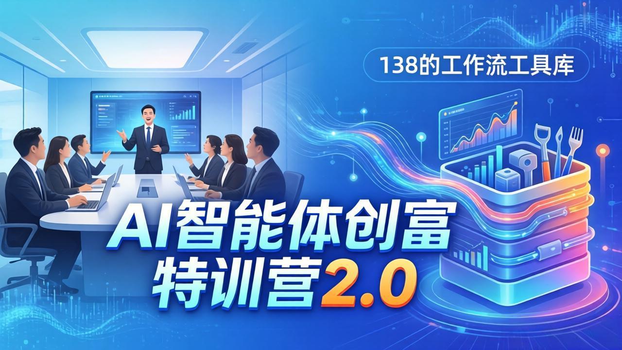 AI智能体创富训练营2.0：3天闭门直播+视频课+工具库，从0到1搭建智能体附138个工作流-智富思维学堂
