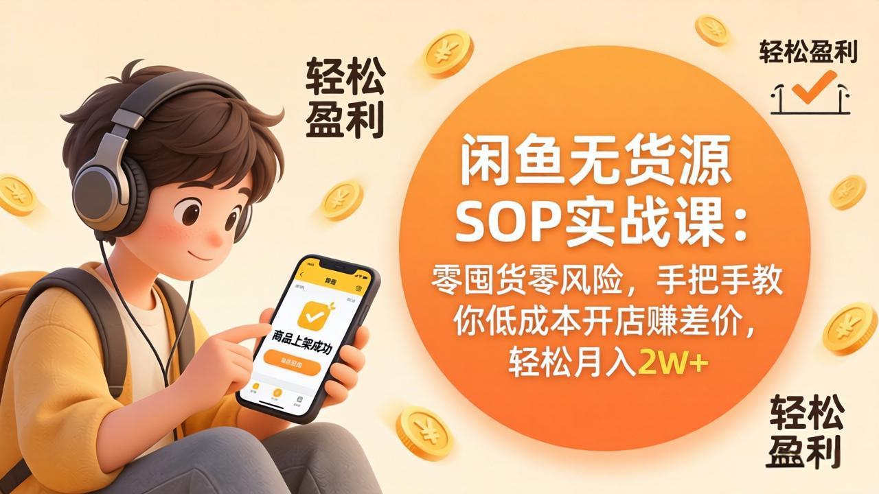 闲鱼无货源SOP实战课:零囤货零风险,手把手教你低成本开店赚差价,轻松月入2w+-智富思维学堂