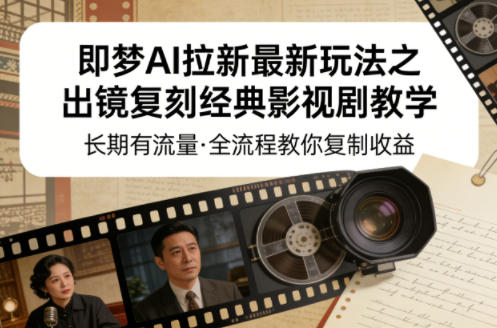 即梦AI拉新最新玩法之出镜复刻经典影视剧教学,长期有流量,全流程教你复制收益-智富思维学堂