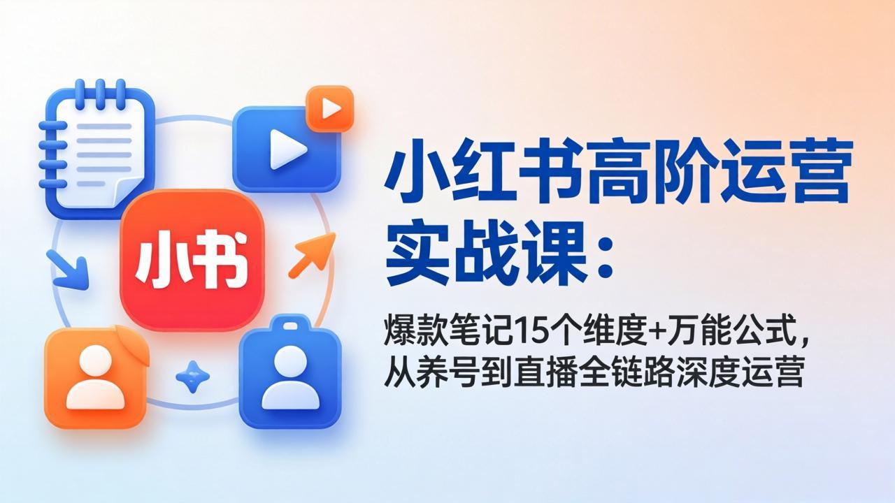小红书高阶运营实战课:爆款笔记15个维度+万能公式,从养号到直播全链路深度运营-智富思维学堂
