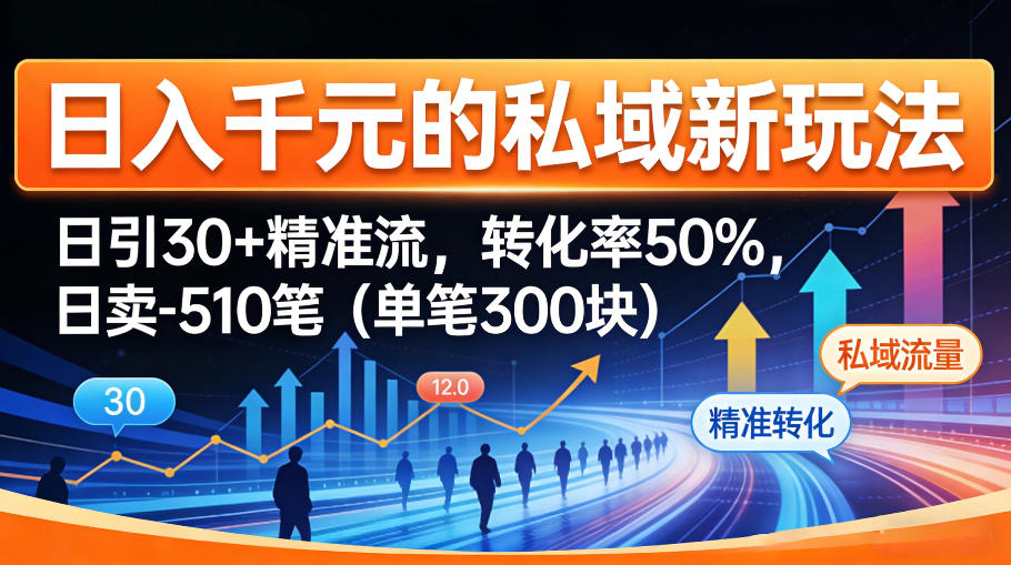 日入千米的私域新玩法:日引30+精准流,转化率50%,日卖5-10笔(单笔300米)-智富思维学堂