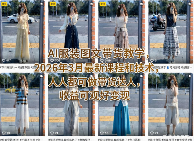 AI服装图文带货教学,2026年3月最新课程和技术,人人都可做带货达人,收益可观好变现-智富思维学堂