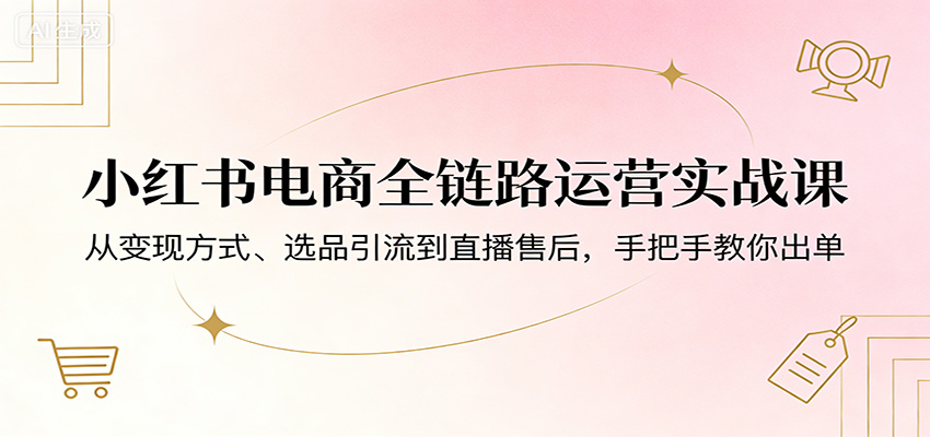 小红书电商全链路运营实战课:从变现方式、选品引流到直播售后,手把手教你出单-智富思维学堂