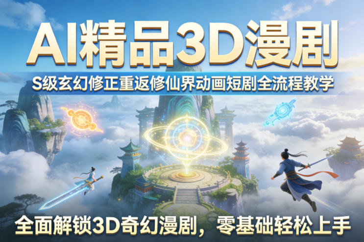 AI精品3D漫剧S级玄幻修正重返修仙界动画短剧全流程教学,全面解锁3D奇幻漫剧,零基础轻松上手-智富思维学堂