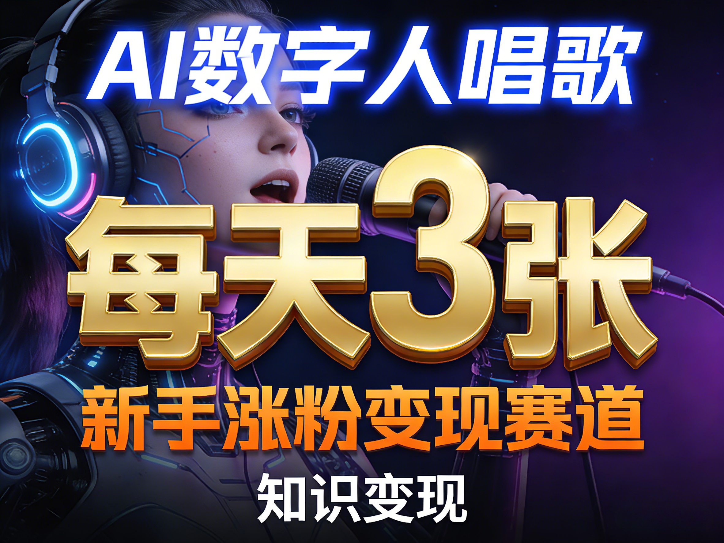 AI数字人唱歌，新手涨粉变现赛道，每天3张和知识付费，副业必备-智富思维学堂