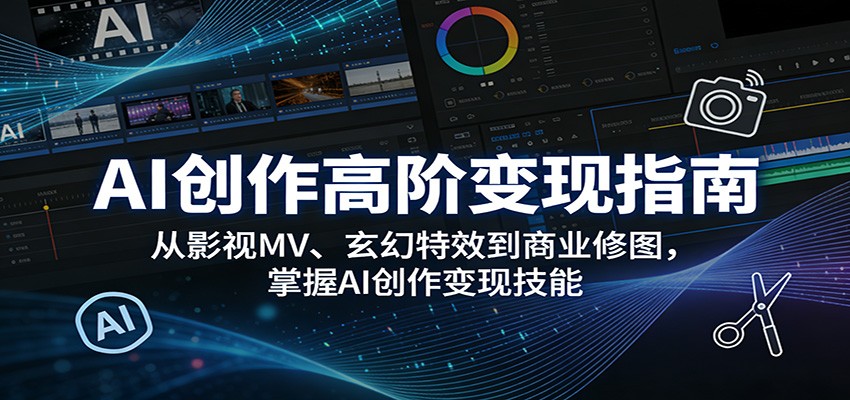 AI创作高阶变现指南：从影视MV、玄幻特效到商业修图，掌握AI创作变现技能-智富思维学堂