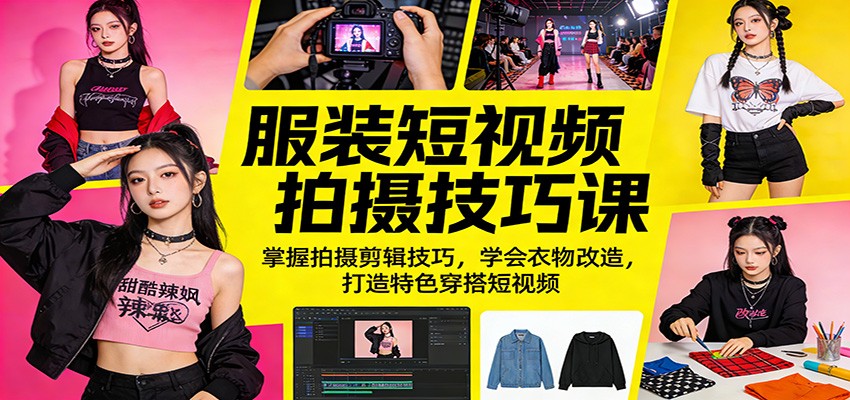 服装短视频拍摄技巧课:掌握拍摄剪辑技巧,学会衣物改造,打造特色穿搭短视频-智富思维学堂