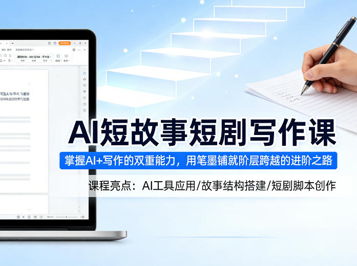 AI短故事短剧写作课,掌握AI+写作的双重能力,用笔墨铺就阶层跨越的进阶之路-智富思维学堂