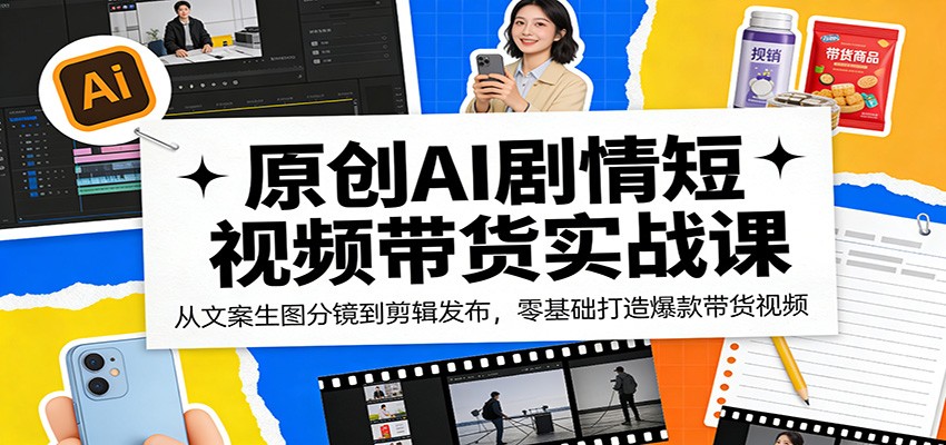 原创AI剧情短视频带货实战课：从文案生图分镜到剪辑发布，零基础打造爆款带货视频-智富思维学堂
