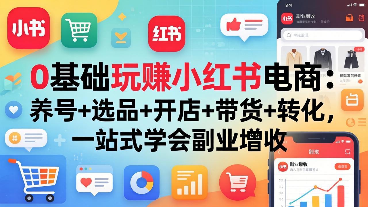 0基础玩赚小红书电商:养号+选品+开店+带货+转化,一站式学会副业增收-智富思维学堂