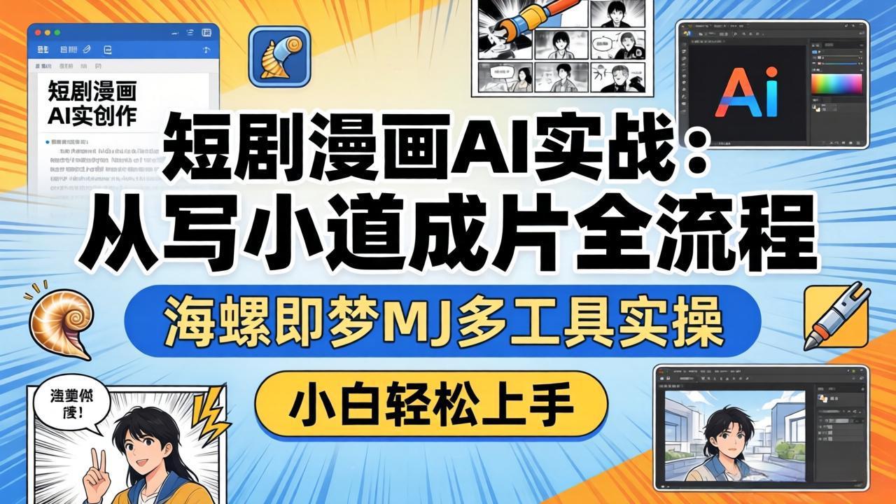 短剧漫画AI实战：从写小说到成片全流程，海螺即梦MJ多工具实操，小白轻松上手-智富思维学堂