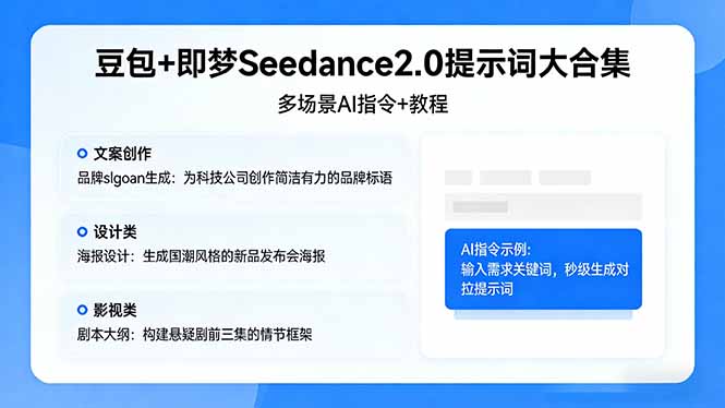 豆包+即梦Seedance2.0提示词大合集：多场景AI指令+教程，解锁文案、设计、影视高效创作-智富思维学堂