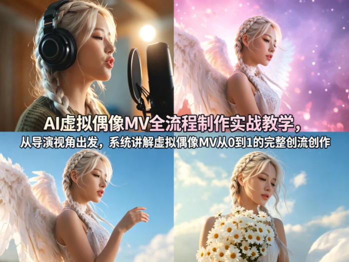 AI虚拟偶像MV全流程制作实战教学，从导演视角出发，系统讲解虚拟偶像MV从0到1的完整创作流程-智富思维学堂
