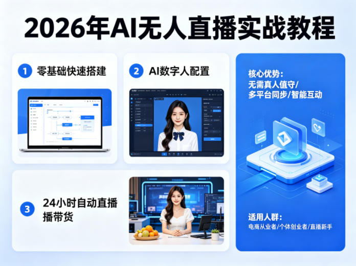 2026年AI无人直播实战教程，零基础也能快速搭建AI数字人无人直播间，实现24小时自动直播带货-智富思维学堂