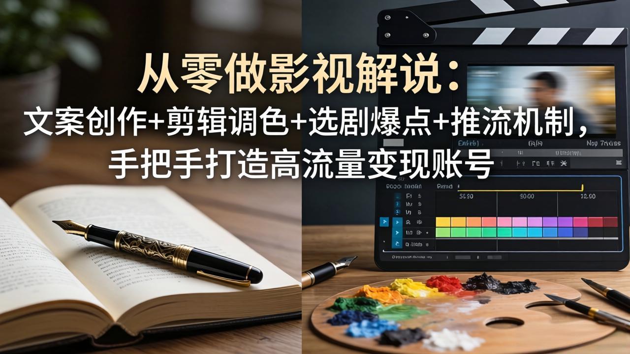 从零做影视解说:文案创作+剪辑调色+选剧爆点+推流机制,手把手打造高流量变现账号-智富思维学堂