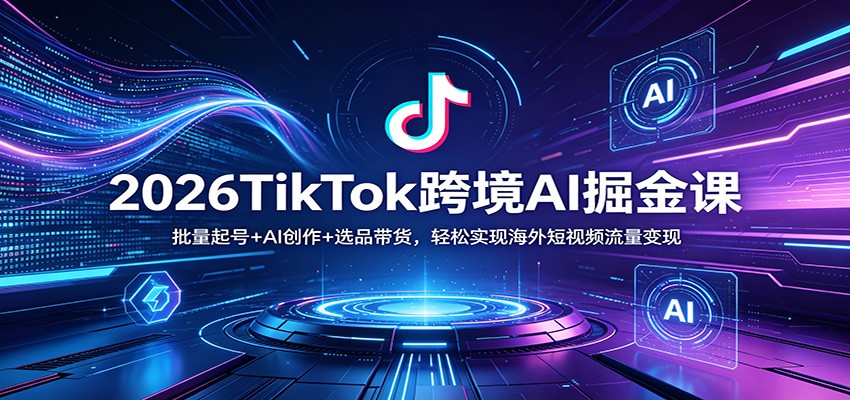 2026TikTok跨境AI掘金课：批量起号+AI创作+选品带货，轻松实现海外短视频流量变现-智富思维学堂