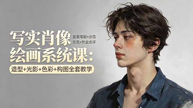 写实肖像绘画系统课:造型+光影+色彩+构图全套教学,配套笔刷+示范+作业点评-智富思维学堂