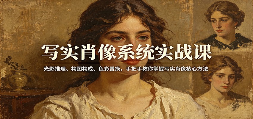写实肖像系统实战课:光影推理、构图构成、色彩置换,手把手教你掌握写实肖像核心方法-智富思维学堂