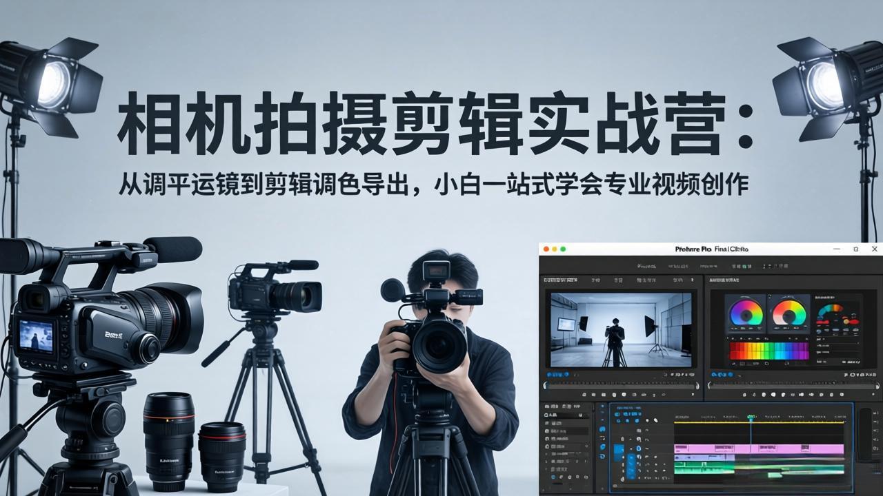 相机拍摄剪辑实战营:从调平运镜到剪辑调色导出,小白一站式学会专业视频创作-智富思维学堂