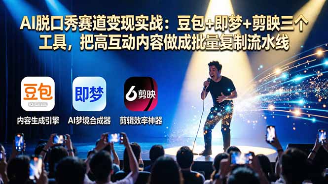 AI脱口秀赛道变现实战：豆包+即梦+剪映三个工具，把高互动内容做成批量复制流水线-智富思维学堂
