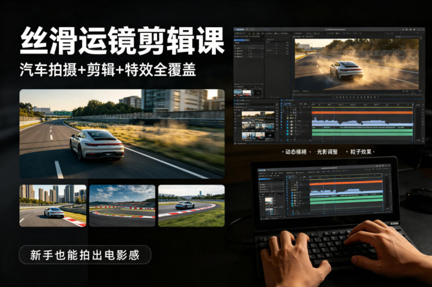 大叔丝滑运镜剪辑课，汽车拍摄+剪辑+特效全覆盖，新手也能拍出电影感-智富思维学堂