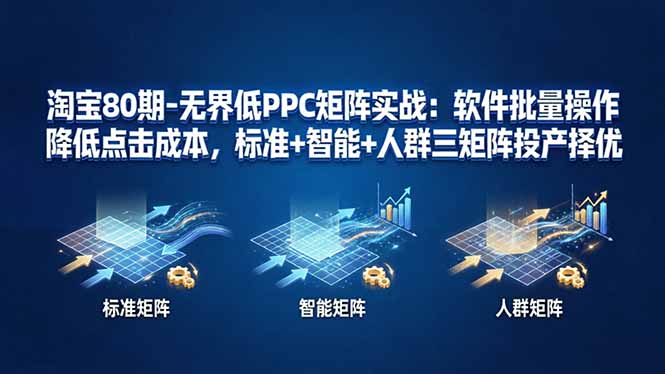 淘宝80期-无界低PPC矩阵实战：软件批量操作降低点击成本，标准+智能+人群三矩阵投产择优-智富思维学堂