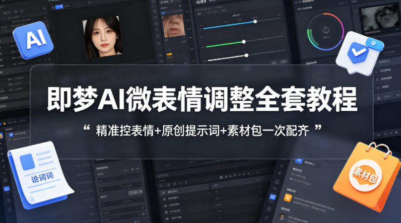 即梦AI微表情调整全套教程，精准控表情+原创提示词+素材包一次配齐-智富思维学堂