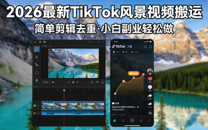 2026最新TikTok风景视频搬运简单剪辑去重小白副业月入 8000-智富思维学堂
