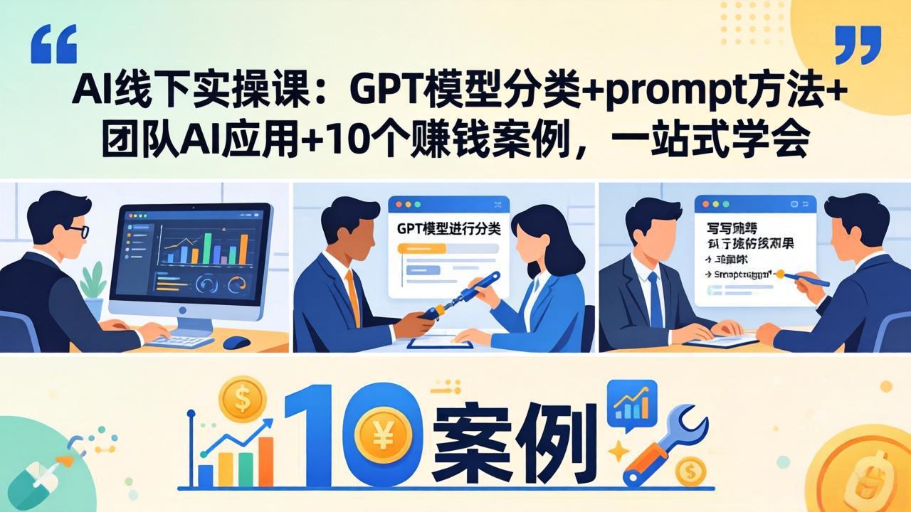 AI线下实操课：GPT模型分类+prompt方法+团队AI应用+10个赚钱案例，一站式学会-智富思维学堂
