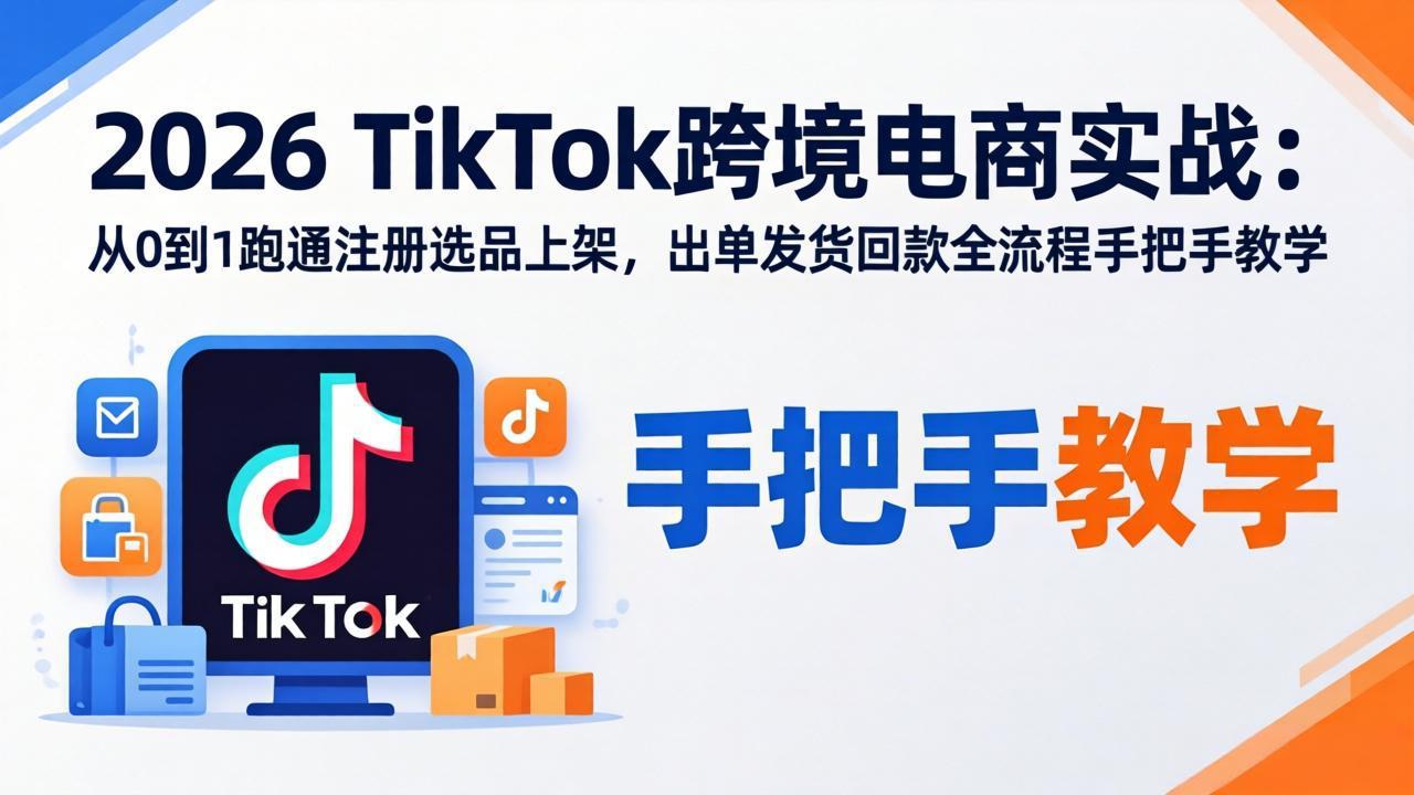 2026TikTok跨境电商实战-更新：从0到1跑通注册选品上架，出单发货回款全流程手把手教学-智富思维学堂