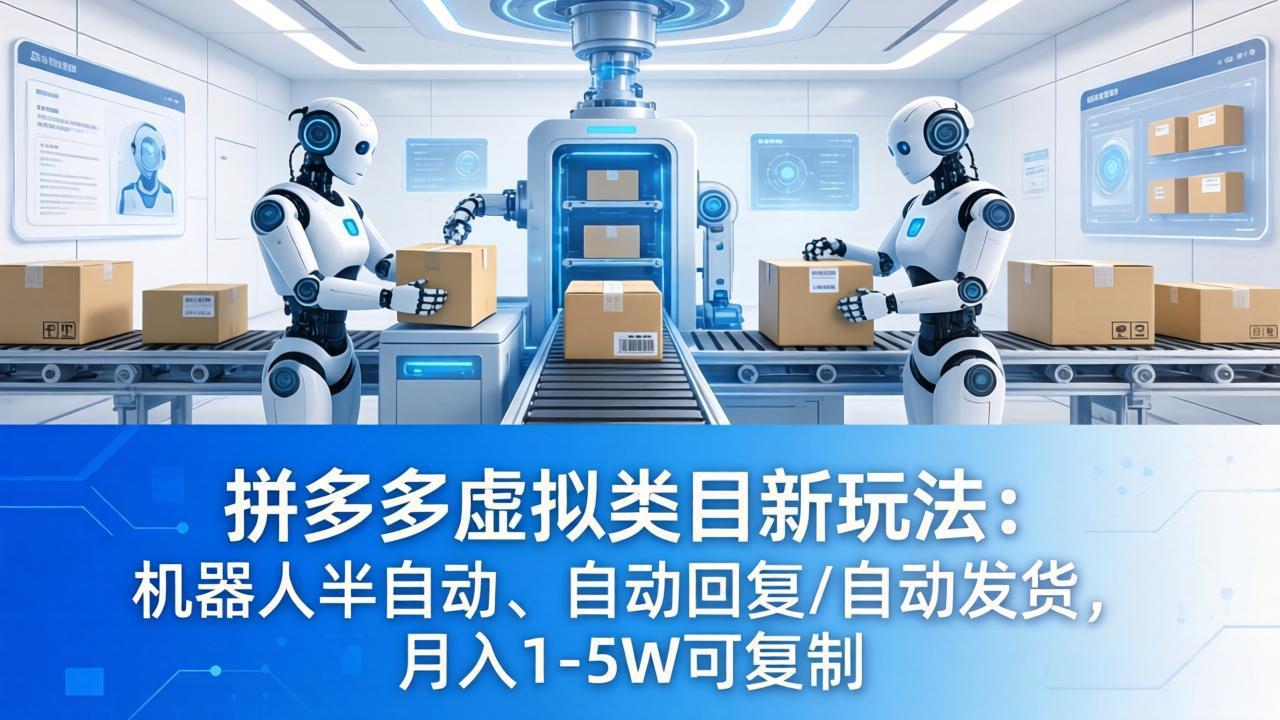 拼多多虚拟类目新玩法：机器人半自动、自动回复 /自动发货，月入 1-5W 可复制-智富思维学堂